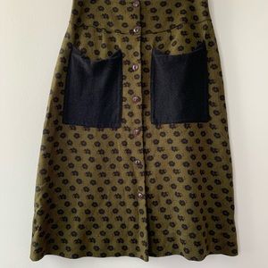 Vintage Knit Button-front Midi Skirt